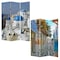 Homeroots 72" Blue And White Canvas Folding Three Panel Screen Room Divider 277082 - alternate 3