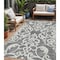 Homeroots 5' X 8' Gray And Ivory Damask Washable Indoor Outdoor Area Rug 614432 - alternate 1