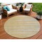 Homeroots 8' Gold Gray And Ivory Round Striped Washable Indoor Outdoor Area Rug 597243 - alternate 7
