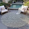 Homeroots 8' Pewter Round Floral Washable Indoor Outdoor Area Rug 607352 - alternate 9
