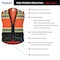 Protectx Hi Vis Safety Vest M Class 2 , Zipper 6 Pockets SV-120SS4-ORBK-M - alternate 7