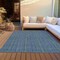 Homeroots 8' X 10' Blue Denim Blue And Mint Green Striped Washable Indoor Outdoor Area Rug 615040 - alternate 8