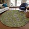 Homeroots 8' Olive Green Gray And Charcoal Round Oriental Washable Indoor Outdoor Area Rug 582106 - alternate 8