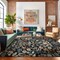 World Rug Gallery Symmetrical Floral Area Rug 7 ft 10 in x 10 ft Black WR146BLACK8X10 - alternate 8