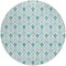 Homeroots 8' Teal Blue And Ivory Round Geometric Washable Indoor Outdoor Area Rug 595777 - alternate 8