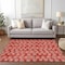 Homeroots 5' X 8' Red And Ivory Geometric Washable Indoor Outdoor Area Rug 583385 - alternate 9