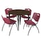 Regency Round Kahlo Breakroom Table W/ 4 M Stack Chairs, 48 in W, 48 in L, Neo Walnut TPL48RNDNWBK47BY - alternate 1