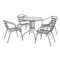 Flash Furniture Lila 31.5in Round Glass Top Metal Table with 4 Silver Aluminum Slat Stack Chairs TLH-072RD-017CSV4-GG - alternate 1