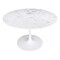 Homeroots 47" White Rounded Marble And Steel Pedestal Base Dining Table 394617 - alternate 7