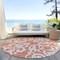 Homeroots 8' Coral And Ivory Round Damask Washable Indoor Outdoor Area Rug 614421 - alternate 7