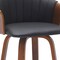 Homeroots 26" Black and Wood Brown Faux Leather with Solid Wood Swivel Counter Height Bar Chair 534418 - alternate 8