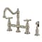 Kingston Brass Bridge Kitchen Faucet with Brass Sprayer, Brushed Nickel KS3278BEXBS - alternate 1