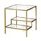 Homeroots 22" Brass And Clear Glass And Steel Square End Table With Two Shelves 544211 - alternate 8