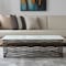 Homeroots 50" White and Antiqued Bronze Genuine Marble and Aluminum Abstract Coffee Table 565062 - alternate 1
