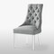Homeroots Set of Two Tufted Light Gray and Clear Upholstered Linen Dining Side Chairs 543514 - alternate 8