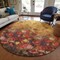 Homeroots 8' Gold Red And Brown Round Floral Washable Indoor Outdoor Area Rug 597059 - alternate 6