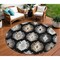 Homeroots 8' Black Ivory And Taupe Round Southwestern Washable Indoor Outdoor Area Rug 615118 - alternate 1