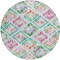 Homeroots 8' Teal Blue Green And Purple Round Geometric Washable Indoor Outdoor Area Rug 603486 - alternate 7