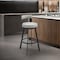 Armen Living Flynn 30in Swivel Bar Stool in Black Metal with Light Gray Faux Leather LCFLBABLKLGRY30 - alternate 6