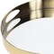 Homeroots 15in Gold And Mirrored Glass Round Metal Tray With Handles 376026 - alternate 4