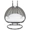 Leisuremod Charcoal Wicker Hanging 2 person Egg Swing Chair, White ESCCH-57W - alternate 1