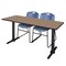 Regency Cain T-Base Training Seminar Table W/ 2 Zeng Stack Chairs, 72 in W, 24 in L, Noble Oak MTRCT7224NO44BE - alternate 1