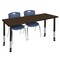 Regency Kee Mobile Adjustable Classroom Table W/ 2 Andy Stack Chairs, 66 in W, 30 in L, Neo Walnut MT6630NWAPCBK40NV - alternate 1