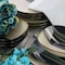 Hometrends Althea 12 Piece Soft Square Stoneware Dinnerware Set in Teal 121007.12A - alternate 6