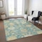 Homeroots 3' X 5' Teal Blue Ivory And Green Floral Washable Indoor Outdoor Area Rug 605223 - alternate 8