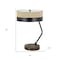 Homeroots 20" Black And Brown Wood And Metal Two Light USB Table Lamp With Beige And Black Shade 524698 - alternate 4