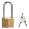 Prosource Padlock, Long Shackle, 1/4 in Dia Shackle, 2-1/4 in H Shackle, Steel Shackle, Brass Body, Solid Brass HD10042 - alternate 1