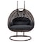 Leisuremod Mendoza Dark Brown Wicker Hanging 2 person Egg Swing Chair with Dark Grey Cushions MSCDBR-53DGR - alternate 7