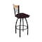 Holland Bar Stool Co Eleanor 36in Swivel Extra Tall Bar Stool, Black Wrinkle Finish, Medium Back, Canter Bordeaux Seat 880 - alternate 1