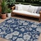 Homeroots 9' X 12' Navy Blue And Gray Floral Washable Indoor Outdoor Area Rug 600028 - alternate 1
