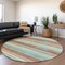 Homeroots 8' Sky Blue Pink And Gray Round Striped Washable Indoor Outdoor Area Rug 598934 - alternate 8
