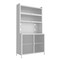 Homeroots 73in White Stainless Steel Textured Door Dining Hutch With Two Doors 683396 - alternate 1