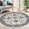Homeroots 4' Ivory And Blue Round Floral Indoor Outdoor Area Rug 573903 - alternate 9