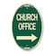 Signmission Church Office With Right Arrow, 12 Inch X 18 Inch Architectural Oval, Heavy Gauge Aluminum A-OV-G-1218-24276 - alternate 1