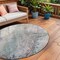 Homeroots 8' Round Ivory Round Abstract Washable Non Skid Indoor Outdoor Area Rug 559582 - alternate 1