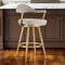 Homeroots 26" Taupe and Gold Fabric and Stainless Steel Counter Height Swivel Bar Chair 569152 - alternate 1