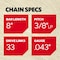 Oregon Chainsaw Chain, 3/8 in LP, .043 in Gauge, 33 DL, for 8 in Bar, fits Milwaukee, Craftsman, Remington 90F033G - alternate 5
