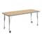 Flash Furniture Commercial Adjustable Height Rectangular Activity Table - Locking Casters-LT NAT XU-A2460-REC-LTNAT-T-P-CAS-GG - alternate 1
