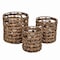Happimess Lattice Bohemian Coastal Handwoven Water Hyacinth Rope Nesting Baskets w/Handles, Brown, Set of 3 BSK2032B-3SET - alternate 1