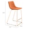 Homeroots Set of Two 30" Orange And Gold Velvet And Steel Bar Height Bar Chairs 555758 - alternate 8
