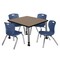 Regency Square Kee Mobile Adjustable Classroom Table W/ 4 Andy Chairs, 30 in W, 30 in L, Noble Oak TB3030NOAPCGY45NV - alternate 1