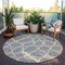Homeroots 8' Gray Ivory And Beige Round Abstract Washable Indoor Outdoor Area Rug 600536 - alternate 8