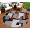 Homeroots 8' Gray Ivory And Red Round Geometric Washable Indoor Outdoor Area Rug 613213 - alternate 1