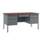 Flash Furniture Cambridge Commercial Grade 30x60 Double Pedestal Desk, 5 Locking Drawers, Mahogany Top GC-M-GRY-30X60-MHG-GG - alternate 1