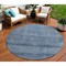 Homeroots 8' Blue And Ivory Round Geometric Washable Indoor Outdoor Area Rug 630491 - alternate 1