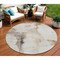Homeroots 8' Beige Ivory And Taupe Round Abstract Washable Indoor Outdoor Area Rug 582658 - alternate 1